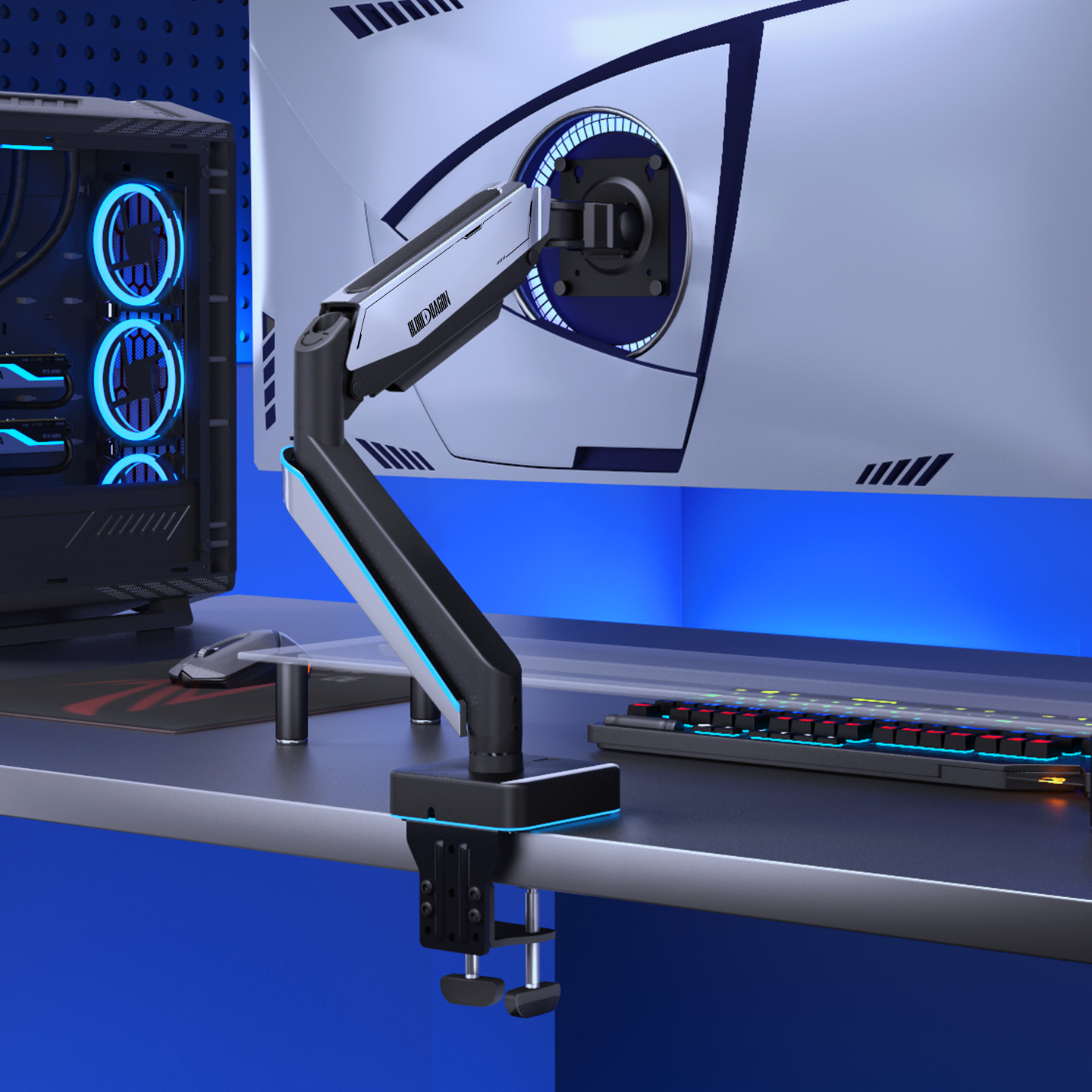 乐瓦enova显示器支架机械臂电脑屏幕升降悬臂炫酷RGB灯效托架