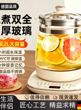 德国养生壶办公室小型家用炖煮一体玻璃煮茶器2026新款烧水保温壶