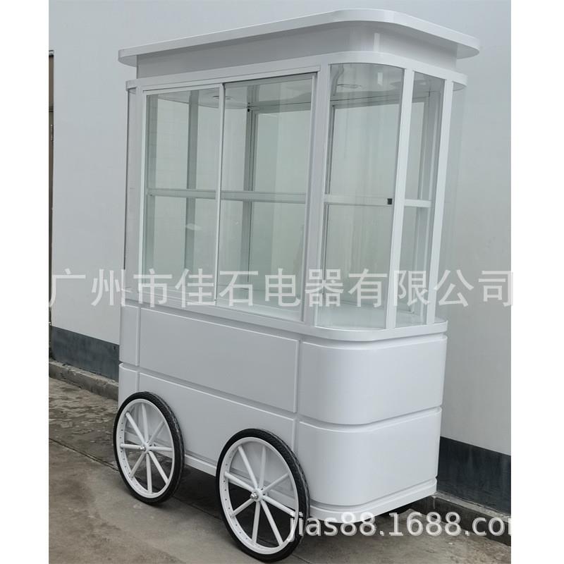 厂家供应 内嵌储物柜 带玻璃罩 户外小吃车 户外移动甜品摆摊车