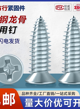 八方行自攻螺丝钉轻钢龙骨专用平头尖尾沉头小胖钉螺丝边骨固定钉