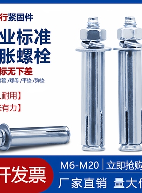 镀锌国标膨胀螺丝加长外膨胀螺栓拉爆螺丝胀栓铁膨胀管M6M8M10M12