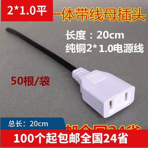 带线2孔母插头监控防水盒10A电源插头两脚母头220V公头防水一体