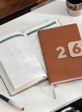 文创艺原创硬面2026年日程本时间管理每日规划A5weekly周计划本商务办公日常学习笔记本本子企业定制可印logo
