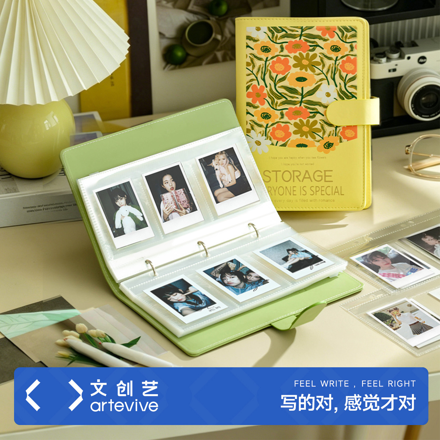 高颜值清新花朵三寸照片收纳册拍立得相册大容量3寸相片加厚透明便携活页夹纪念册卡册证件记忆收藏夹收集册