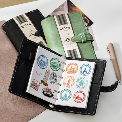 新款鹿羊纹A7旅行盖章本活页手账本便携空白内页全国旅游打卡收集本文创故宫博物馆纪念用景点印章集邮集章册