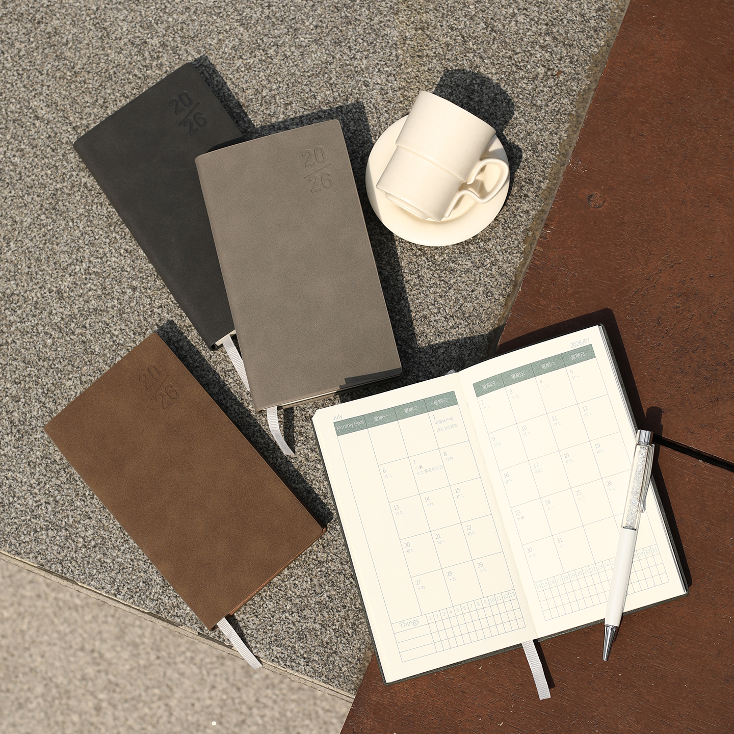 文创艺新款A6羊巴皮2026年日程本