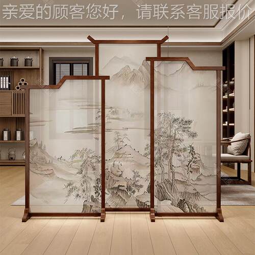 新中饰式山水图家用背装可移玄关GP-C82遮动挡茶景室书房客厅餐厅