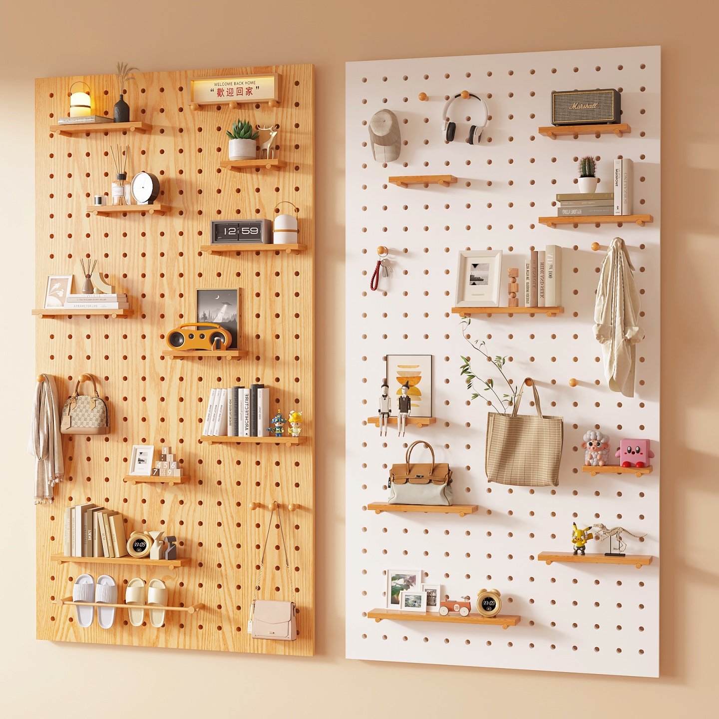 定制洞洞板置物架实木入户玄关墙面墙上造型墙木质挂板收纳挂衣架,住宅家具,搁板/置物架/家用陈列架,淘宝优惠券,粉丝福利购,淘宝优惠卷