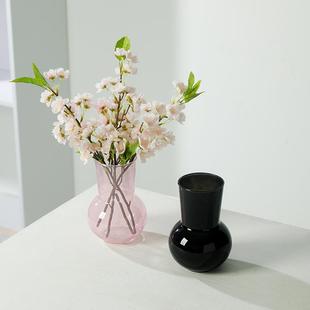 饰 日本北欧ins简约轻奢玻璃花瓶摆件高颜值鲜花插花器家居桌面装