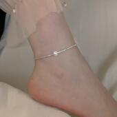 s925纯银碎银珍珠脚链女2024新款 高级感轻奢小众波光粼粼脚环 爆款