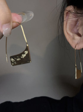 复古金色几何包包耳坠女小众设计