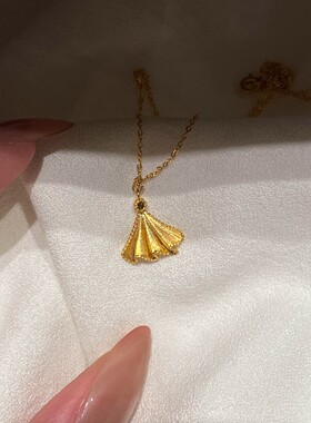 复古爆闪金色小裙摆项链小众设计