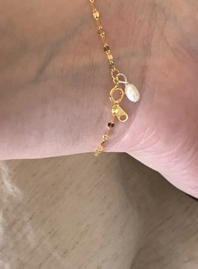 金色波光粼粼亮片仿施家珍珠手链