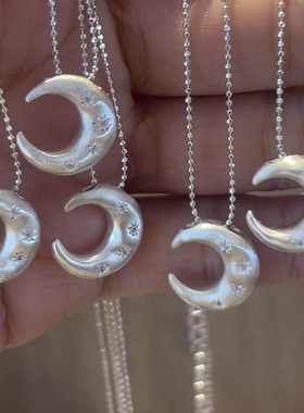 月亮星星吊坠项链女小众设计感