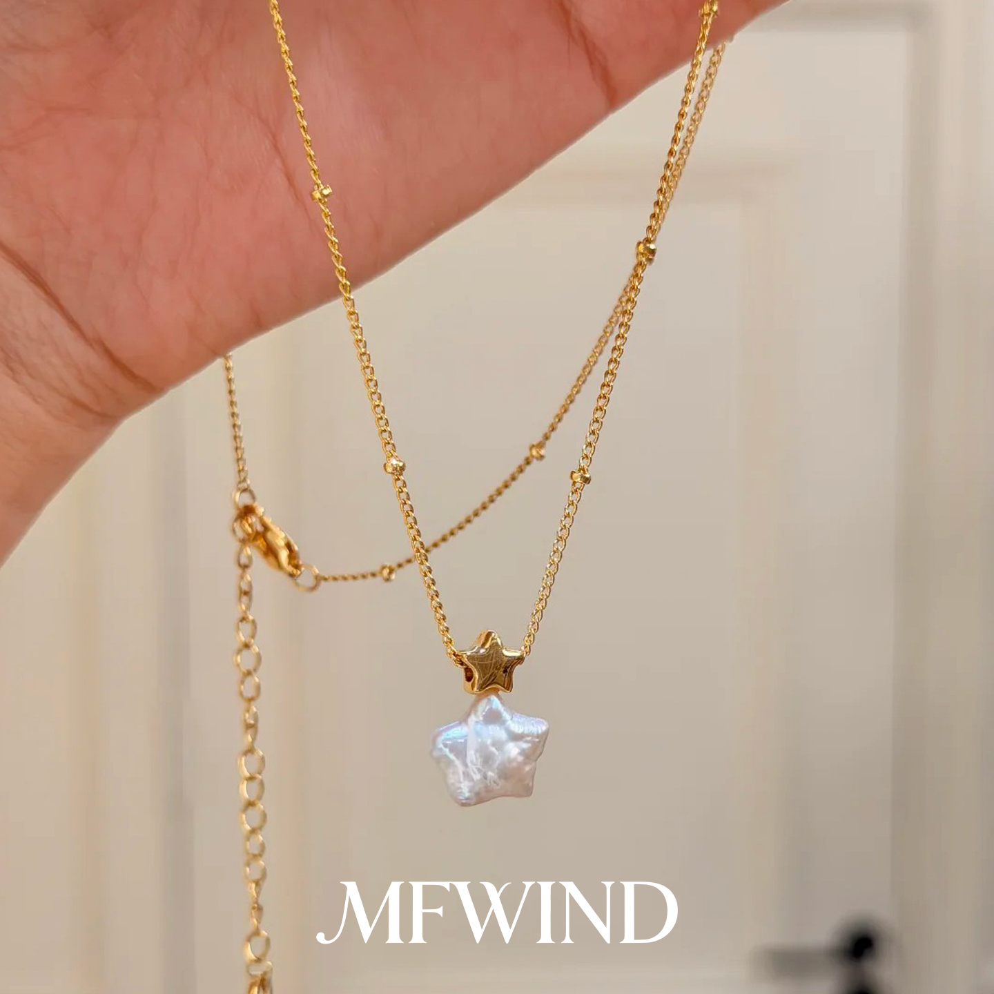 幸运星星吊坠仿珍珠项链女款精致