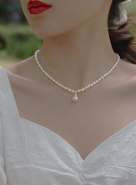 925纯银珍珠项链2023新款爆款锁骨链女高级感轻奢小众设计感颈链
