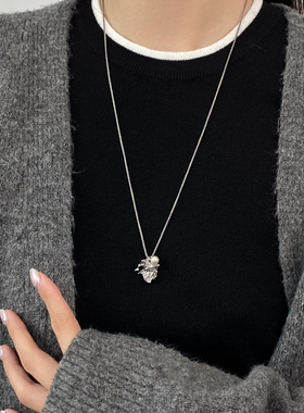 不规则液态银色仿珍珠蛇骨链小众高级感项链简约毛衣链长款秋冬女