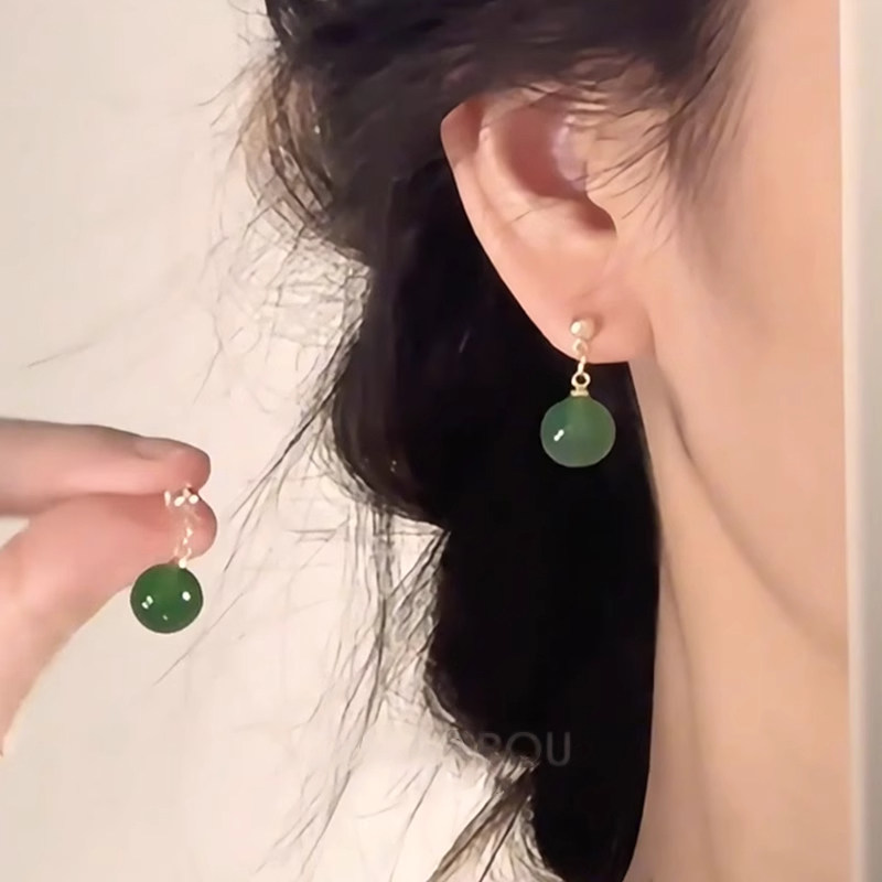 绿色耳钉女新中式国风耳坠气质文艺大气耳环搭配旗袍耳饰,饰品/流行首饰/时尚饰品新,耳钉,淘宝优惠券,粉丝福利购,淘宝优惠卷