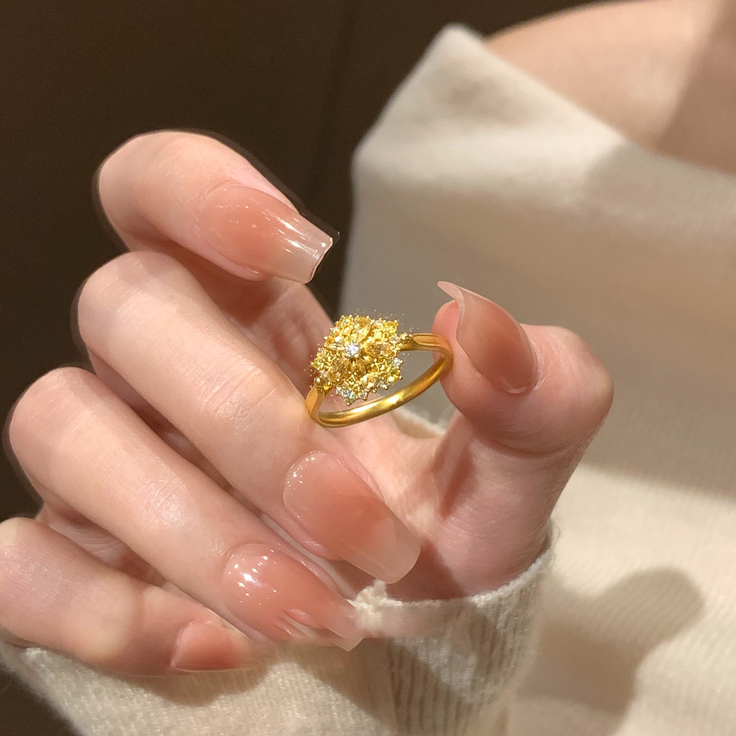 细闪雪花戒指女款开口小众设计