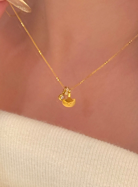 金色元宝跑环提溜吊坠项链女轻奢