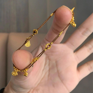 小金锁葫芦手绳女款编绳新中式手链小众设计百搭五路财神手环手饰