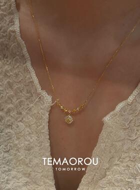 爆闪黄色小方糖吊坠项链女款简约