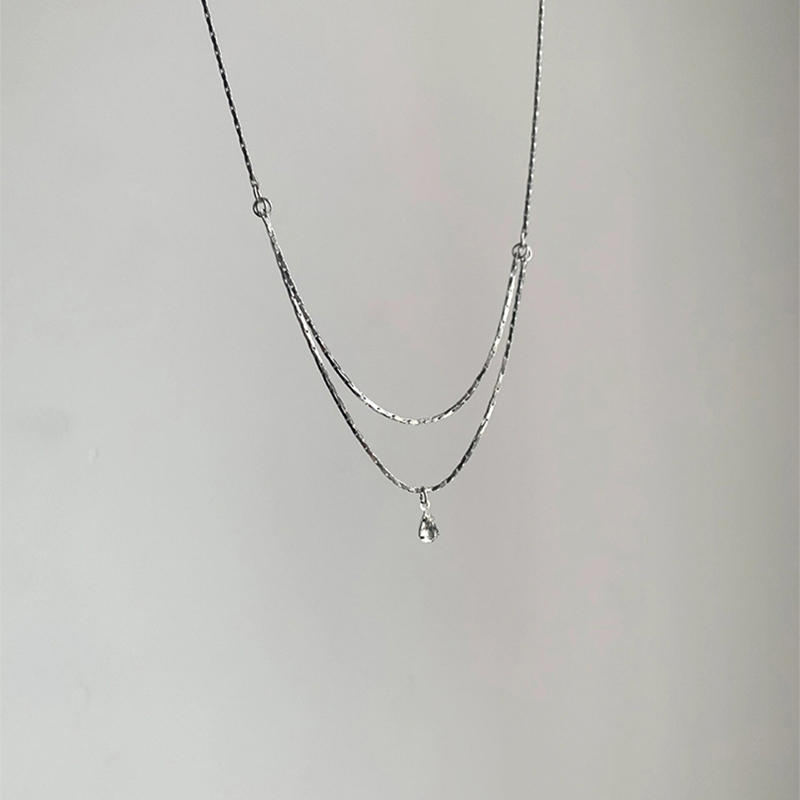 极细款叠戴简约水滴项链女款清冷