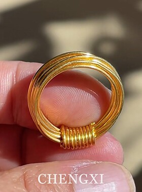 韩系金色多层缠绕戒指女小众设计