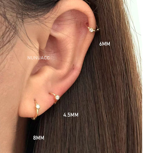 极简风金色迷你仿锆石小耳圈女款