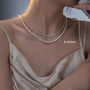 叠戴仿珍珠项链女款 轻奢高级感小众baby小米珠锁骨百搭颈链毛衣链