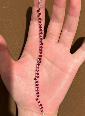 新中式仿红宝石水滴碎银子手链女