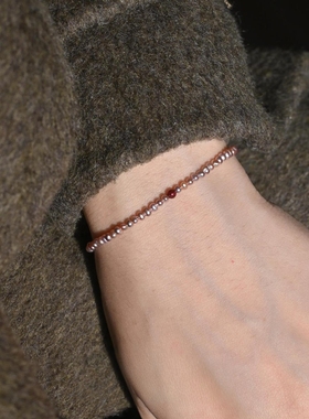 法式粉紫色极细天然仿珍珠手链女