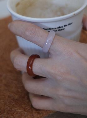 新中式天然白玉髓红玛瑙戒指复古绝美百搭素圈指环高级感2026新款