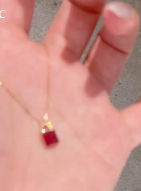 法式微镶超闪红色小锁包项链女新年复古千金感精致轻奢显白锁骨链