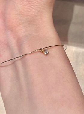 韩系极简风金色仿闪钻素圈手链女