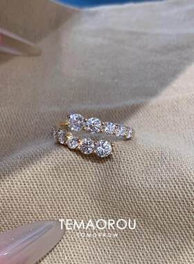 爆闪仿排钻戒指开口日系小众设计