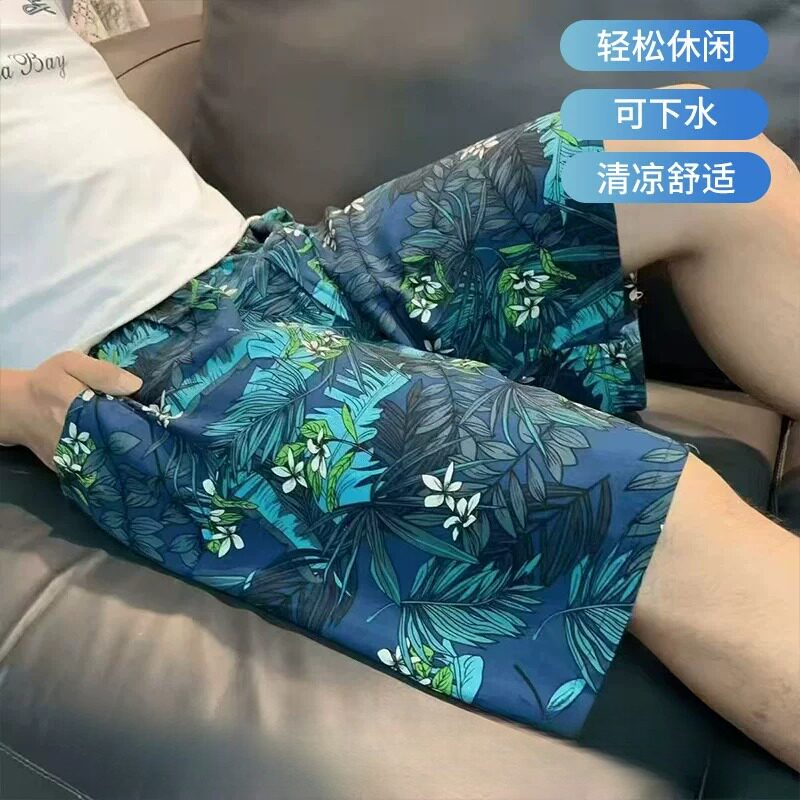 夏季人造棉男士短裤新款绵绸大