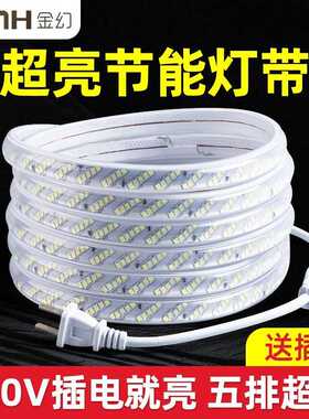 220V超亮LED灯带家装户外吊顶户外防雨防晒暖光白光工程亮化
