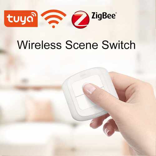 涂鸦智能WiFi/Zigbee 2键情景开关APP远程控制无线智能开关随意贴