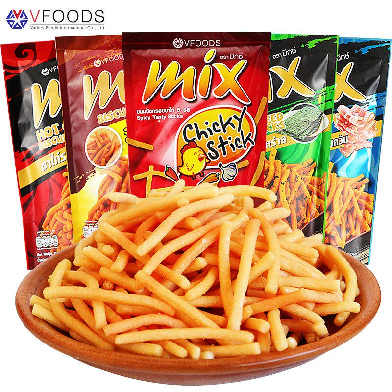 mix脆脆条75g*5大包装泰国VFOODS香辣味虾条网红休闲零食进口