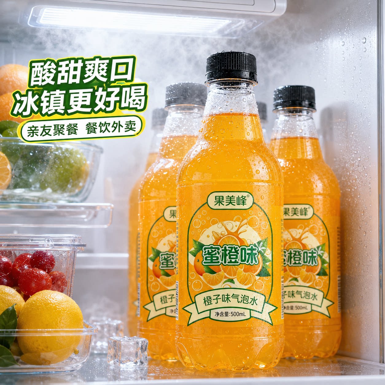 粉丝福利款蜜橙味气泡水500ml瓶装夏日清凉解渴整箱特价包邮夏季