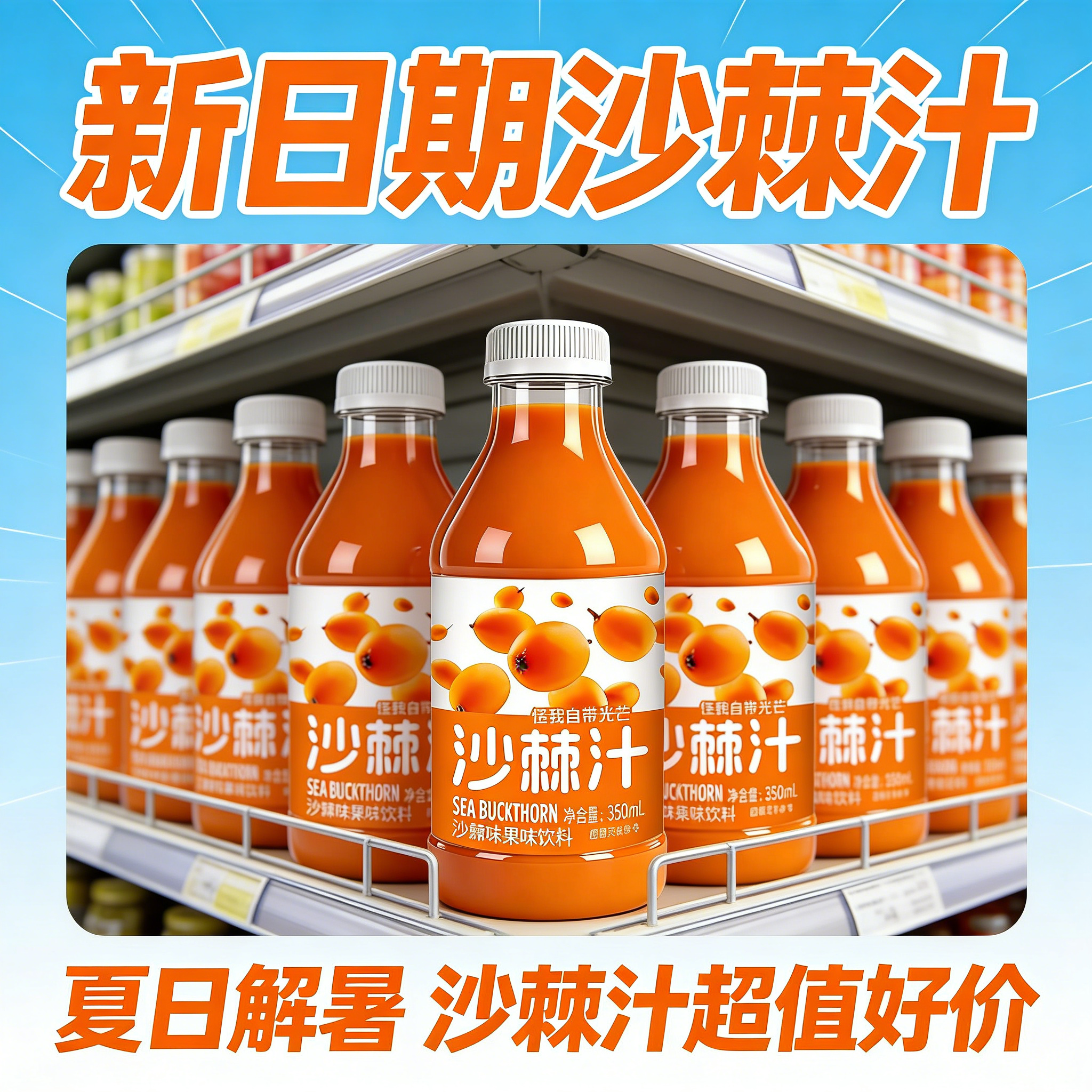 网红同款沙棘果汁好喝不腻清新风味日常囤货水果饮品