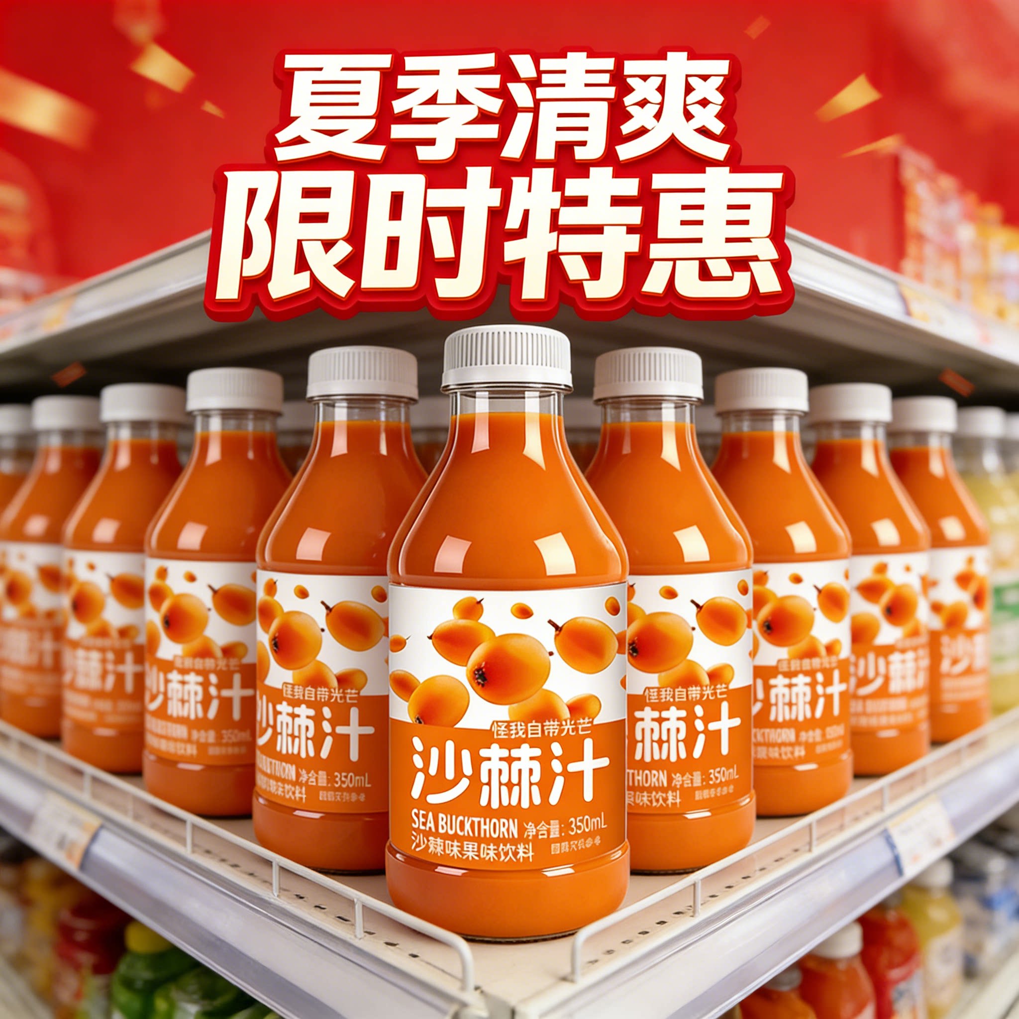 优选沙棘鲜果调配果汁纯粹果味日常常备健康果饮料