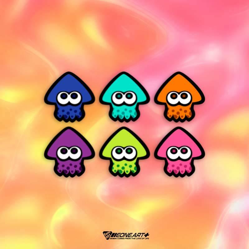 EONE反光车贴 splatoon3喷射战士彩色小鱿鱼玻璃漆面防水套装贴纸