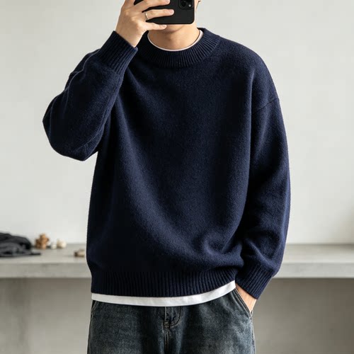 加厚宽松老钱风高级感冬季毛衣男
