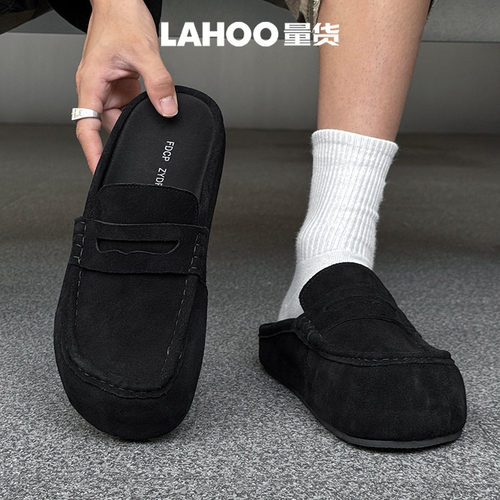 LAHOO量货 2026复古大头增高厚底博肯鞋男款休闲通勤懒人外穿拖鞋