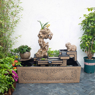 户外假山流水喷泉鱼缸摆件水景阳台庭院花园布置装饰造景景观鱼池