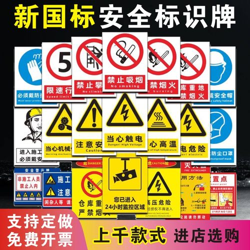 禁止吸烟当心触电安全警示标识牌