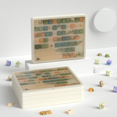 奶白/黑/粉/紫色键帽收纳展示盒