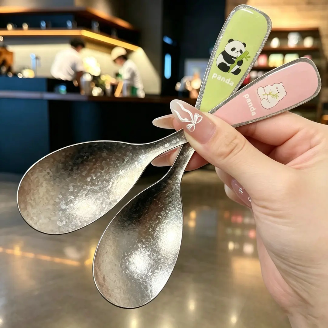 纯钛轻量冰花小熊调羹